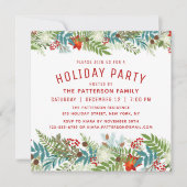 Invitation Fête de Noël Festif Floral (Devant)