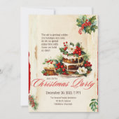 Invitation Fête de Noël festive aquarelle vintage (Devant)