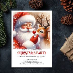 Invitation Fête de Noël festive avec le Père Noël classique e