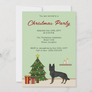Invitation Fête de Noël festive Berger Allemand Bi-Noir
