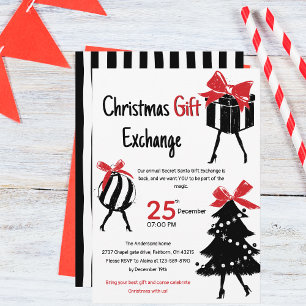 Invitation Fête de Noël festive dessinée à la main échange de