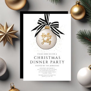 Invitation Fête de Noël festive en noir et blanc