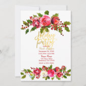 Invitation Fête de Noël Festive Holly Berry Floral (Devant)