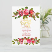 Invitation Fête de Noël Festive Holly Berry Floral (Debout devant)