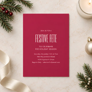 Invitation Fête de Noël festive rouge cramoisi