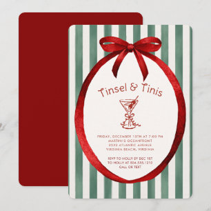 Invitation Fête de Noël Festive Tinis et Ruban de Noël