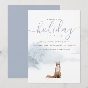 Invitation Fête de Noël Fête de famille Hiver Forêt Fox