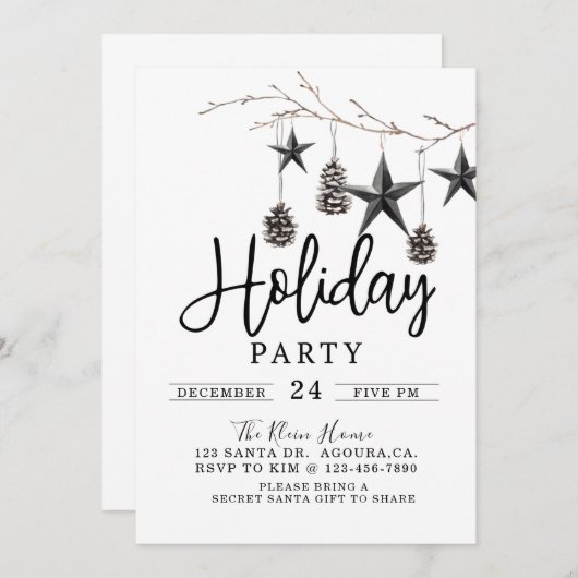 Invitation Fête de Noël, Fête de Noël (Devant / Derrière)