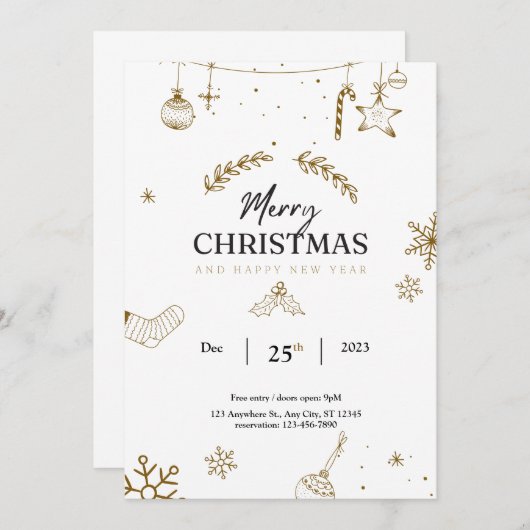 Invitation Fête de Noël Fête Enfants Noël Noël Noël Noël (Devant / Derrière)