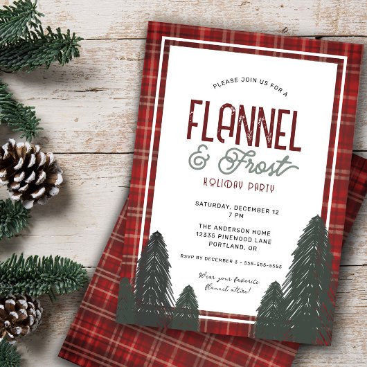 Invitation Fête de Noël Fête Fête de Noël Cosy Flannel et Fro
