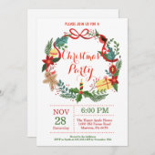 Invitation Fête de Noël Fête Florale Wreath (Devant / Derrière)