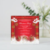 Invitation Fête de Noël Fête Rouge or Bauble (Debout devant)