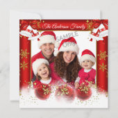 Invitation Fête de Noël Fête Rouge or Bauble (Dos)