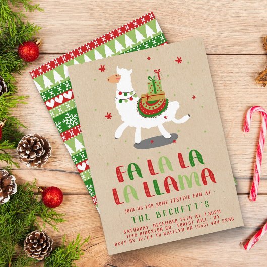 Invitation Fête de Noël Fiesta Llama