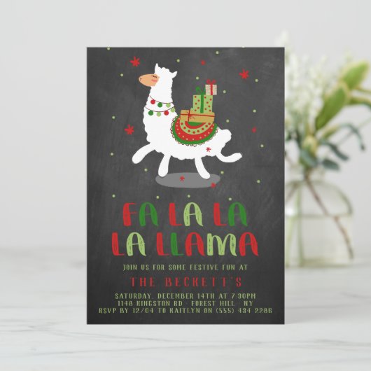 Invitation Fête de Noël Fiesta Llama (Debout devant)