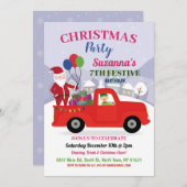 Invitation Fête de Noël Filles Anniversaire Père Noël Party (Devant / Derrière)