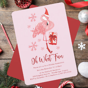 Invitation Fête de Noël Flamant rose drôle