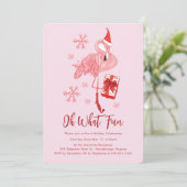 Invitation Fête de Noël Flamant rose drôle (Debout devant)