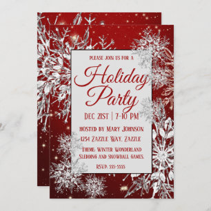 Invitation Fête de Noël Flambeau de neige rouge