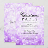 Invitation Fête de Noël Flammes de neige pourpres (Devant / Derrière)