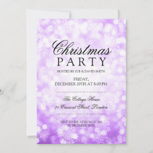 Invitation Fête de Noël Flammes de neige pourpres