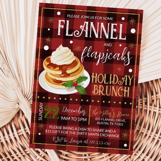 Invitation Fête de Noël Flannels Flapjacks
