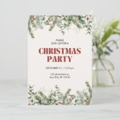Invitation Fête de Noël fleurie beige et vert (Debout devant)