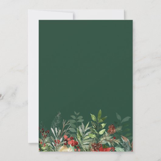 Invitation Fête de Noël fleurie d'hiver (Dos)