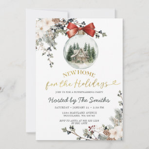 Invitation Fête de Noël Fleurs d'hiver Housewarming Party