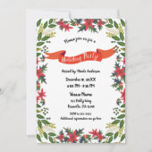 Invitation Fête de Noël Fleurs Fantaisistes Baies (Devant)