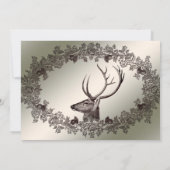 Invitation Fête de Noël Fleurs Renne Doré Hiver (Dos)