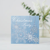 Invitation Fête de Noël Flocon de Neige Bleu (Debout devant)