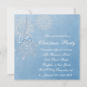 Invitation Fête de Noël Flocon de Neige Bleu (Dos)