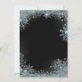 Invitation Fête de Noël flocon de neige bleu sarcelle noir (Dos)