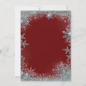 Invitation Fête de Noël Flocon de Neige Bleu Sarcelle Rouge (Dos)