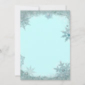 Invitation Fête de Noël Flocon de Neige Bleu Turquoise (Dos)