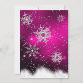 Invitation Fête de Noël flocon de neige Champagne rose (Dos)
