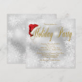 Invitation Fête de Noël flocon de neige chapeau de Père Noël (Devant / Derrière)