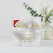 Invitation Fête de Noël flocon de neige chapeau de Père Noël (Debout devant)