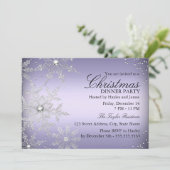Invitation Fête de Noël Flocon de Neige Cristal Violet (Debout devant)