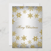 Invitation Fête de Noël flocon de neige en Or et Argent (Dos)