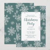 Invitation Fête de Noël Flocon de Neige Hiver Bleu (Devant / Derrière)