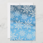 Invitation Fête de Noël Flocon de Neige Hiver Bleu (Dos)