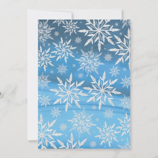 Invitation Fête de Noël Flocon de Neige Hiver Bleu (Dos)