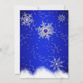 Invitation Fête de Noël flocon de neige perle bleue (Dos)