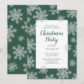 Invitation Fête de Noël Flocon de Neige Vert Hiver (Devant / Derrière)