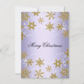 Invitation Fête de Noël Flocon de Neige Violet et Or (Dos)