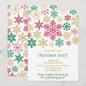 Invitation Fête de Noël  Flocons de neige chic (Devant / Derrière)
