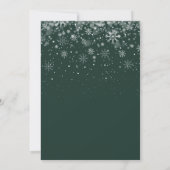 Invitation Fête de Noël Flocons de Neige Or Script (Dos)