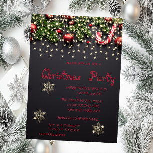 Invitation Fête de Noël Flocons, Sucreries, Lumières